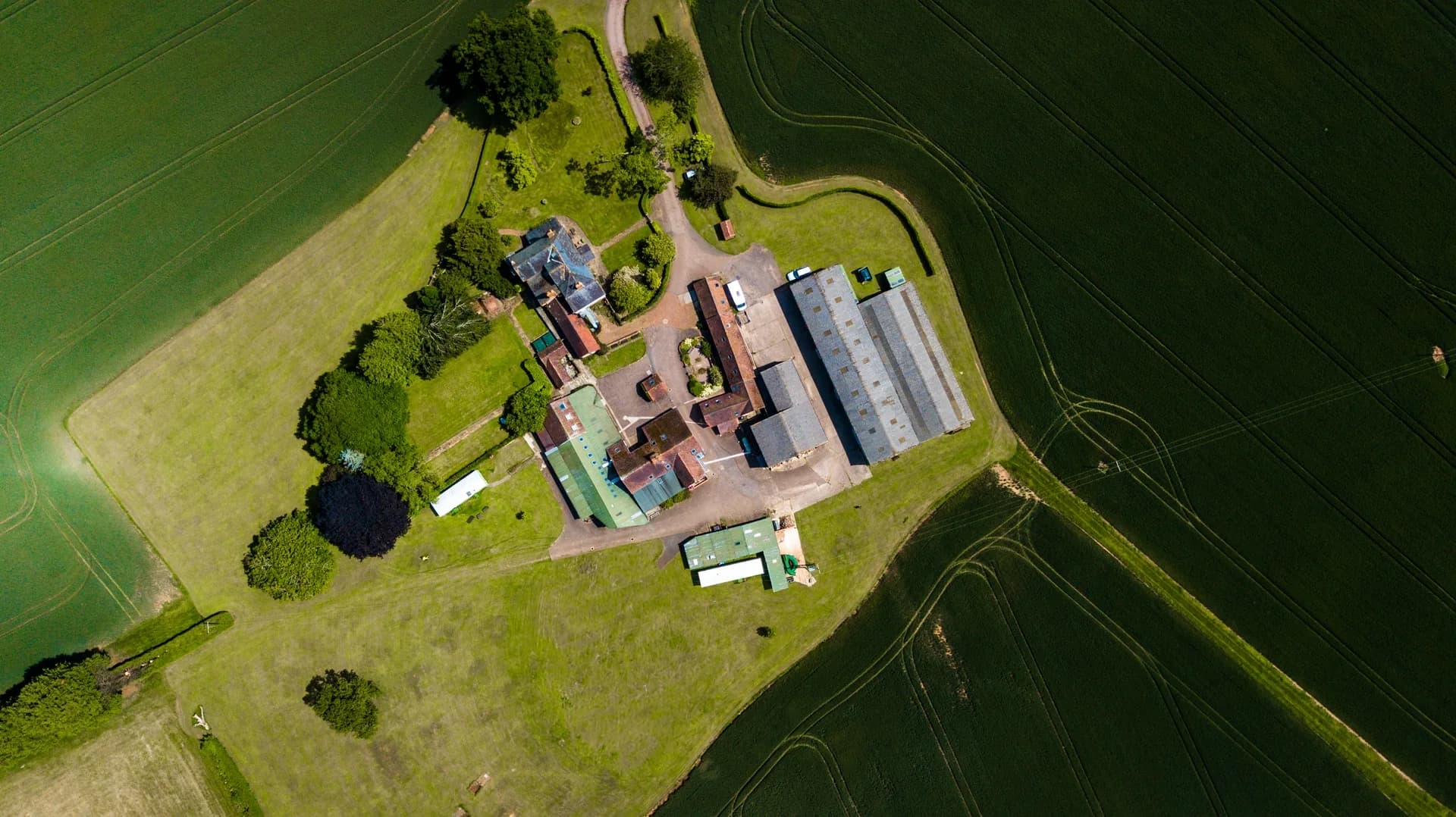 Aerial view of The Poplars facilities including sports hall