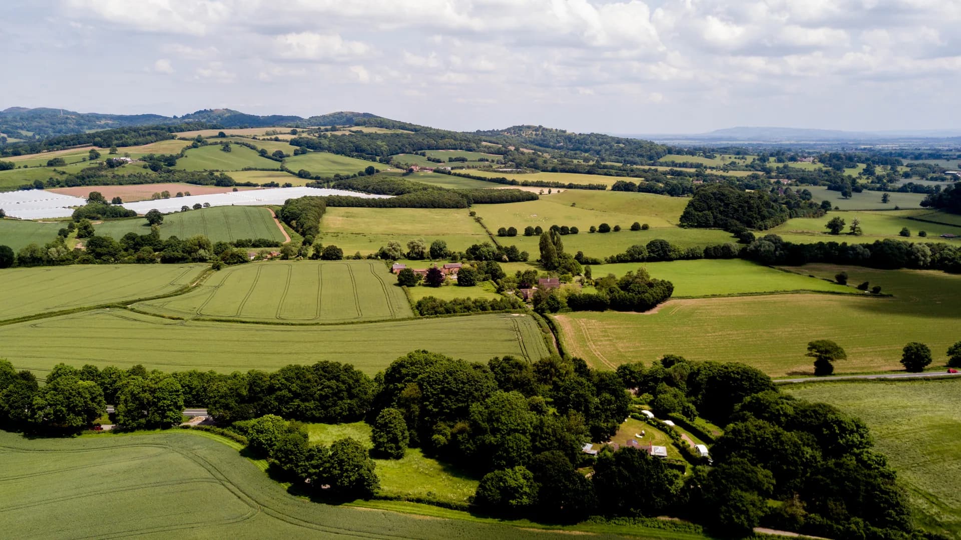 Aerial view of The Poplars outdoor facilities and grounds