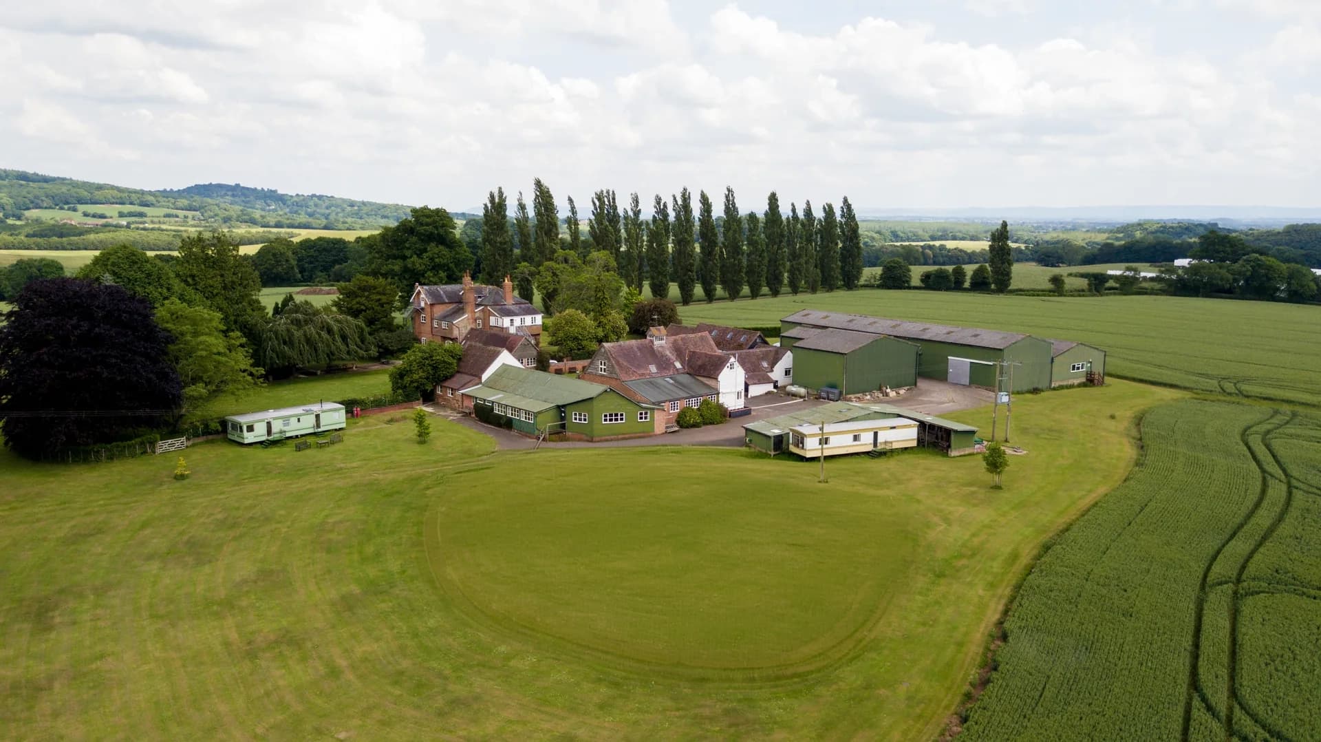 Panoramic aerial view of The Poplars Christian group accommodation